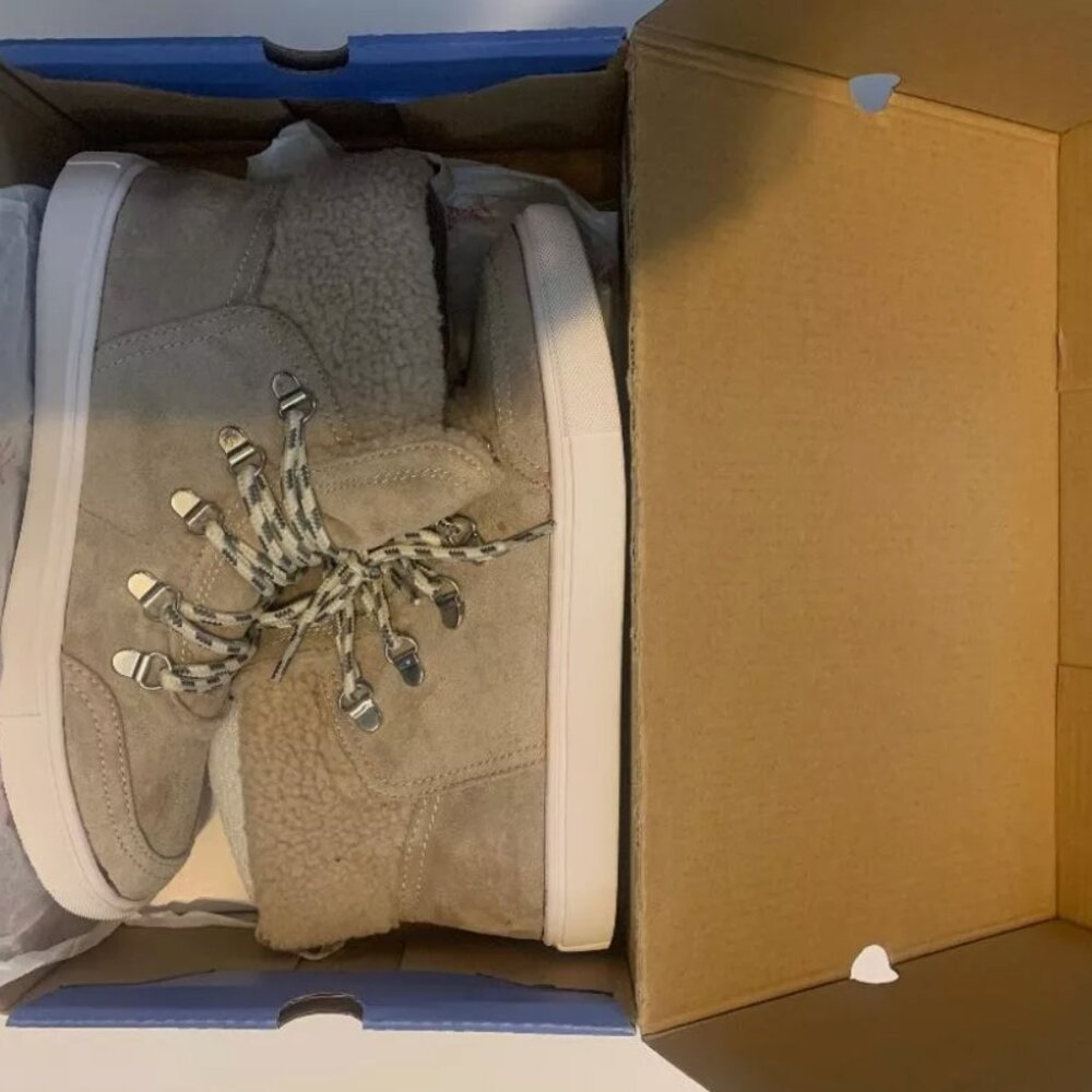 JellyPop ANTARCTIC Beige Fabric Lace Up Mid Top Sneakers Women’s Size 7.5 M